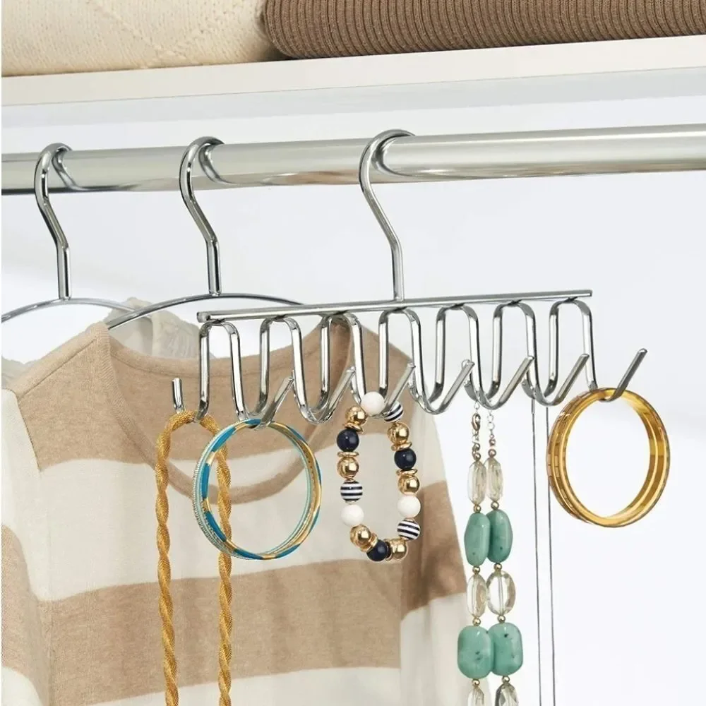 🔹️Silver Metal Hanger 14 Hook Closet Organizer